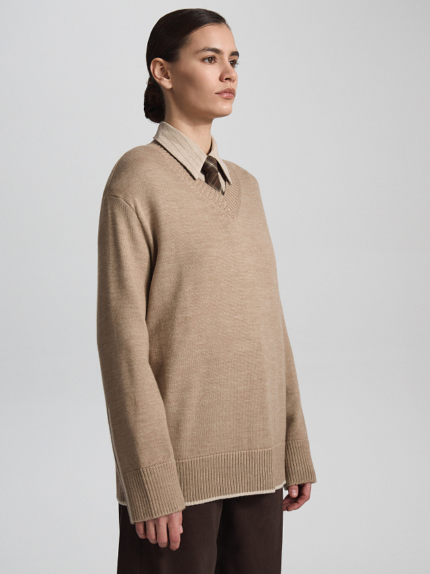 Джемпер трикотажный JWV-090 (бежевый меланж, 44-46)