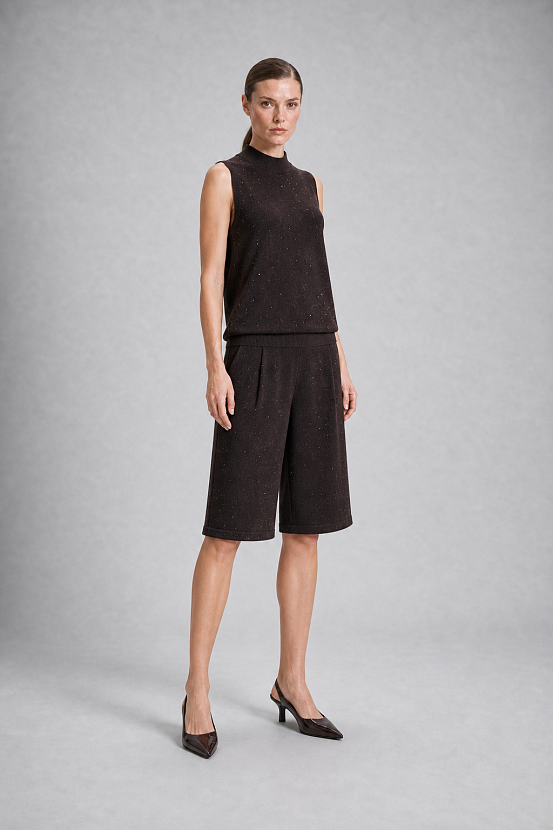 Костюм (джемпер+бермуды) трикотажный KJBrVCPb-195 (т.коричневый, 44-46)
