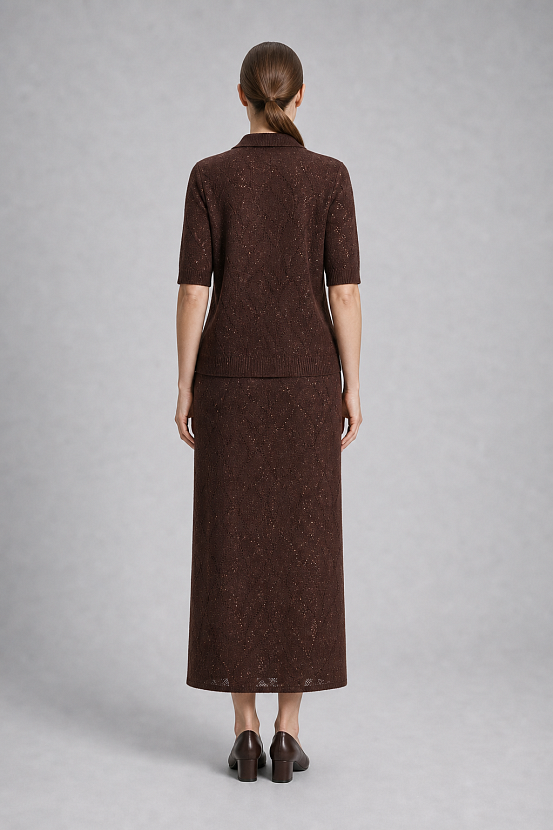 Костюм (джемпер+юбка) трикотажный KJpYVC-199 (коричневый, 44-46)